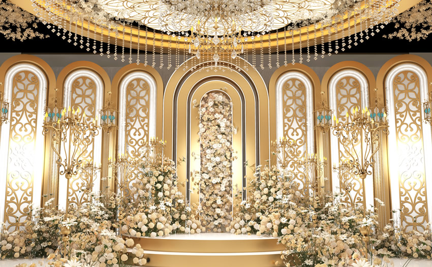 新城香槟色调婚礼堂效果展示